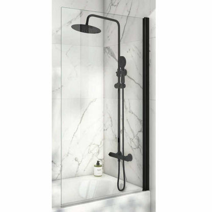 Luxe81 S6 Corner Black Frame Bath Shower Screen