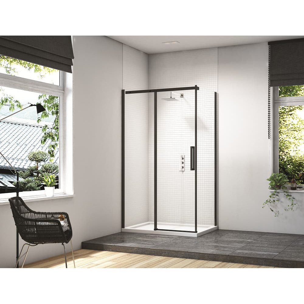 Merlyn Ionic Essence Frameless Black Sliding Shower Door