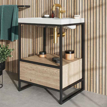 Luxe81 Boho Floorstanding Black Frame and Basin