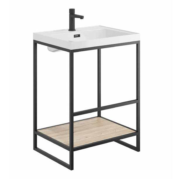 Luxe81 Boho Floorstanding Black Frame and Basin