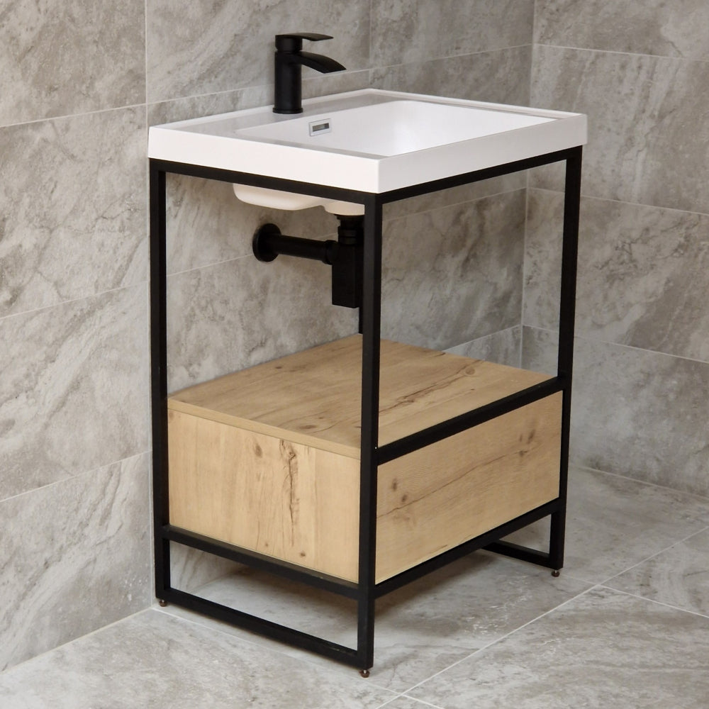 Luxe81 Boho Floorstanding Black Frame and Basin