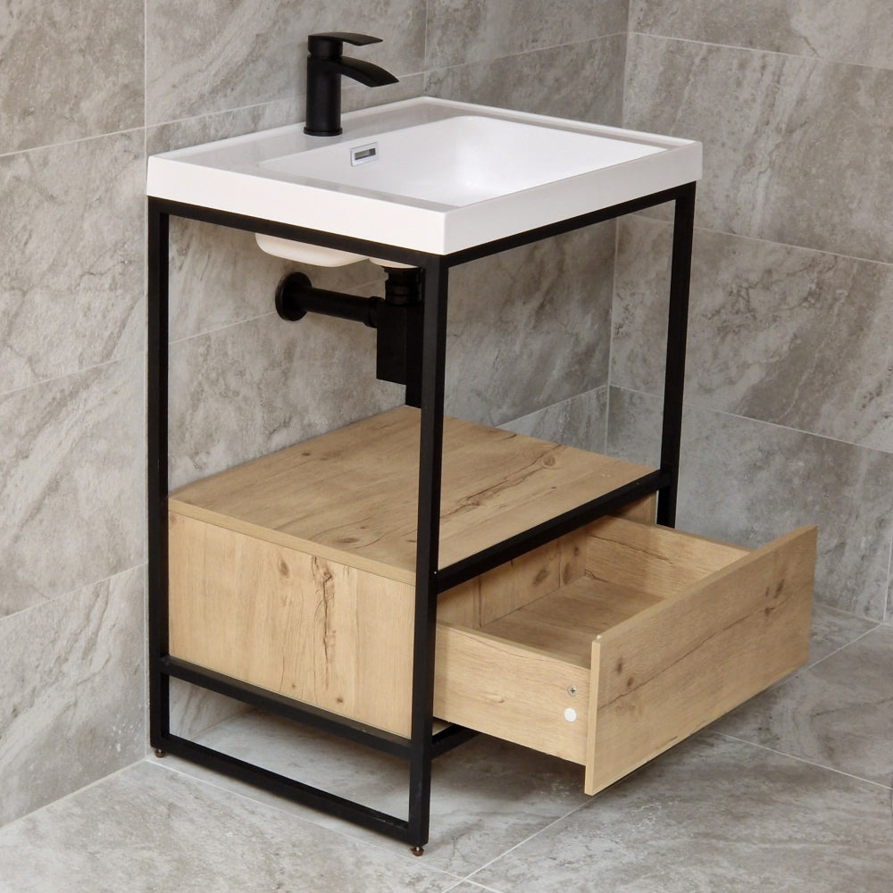 Luxe81 Boho Floorstanding Black Frame and Basin