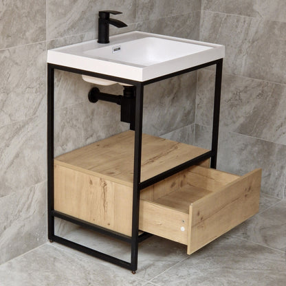 Luxe81 Boho Floorstanding Black Frame and Basin