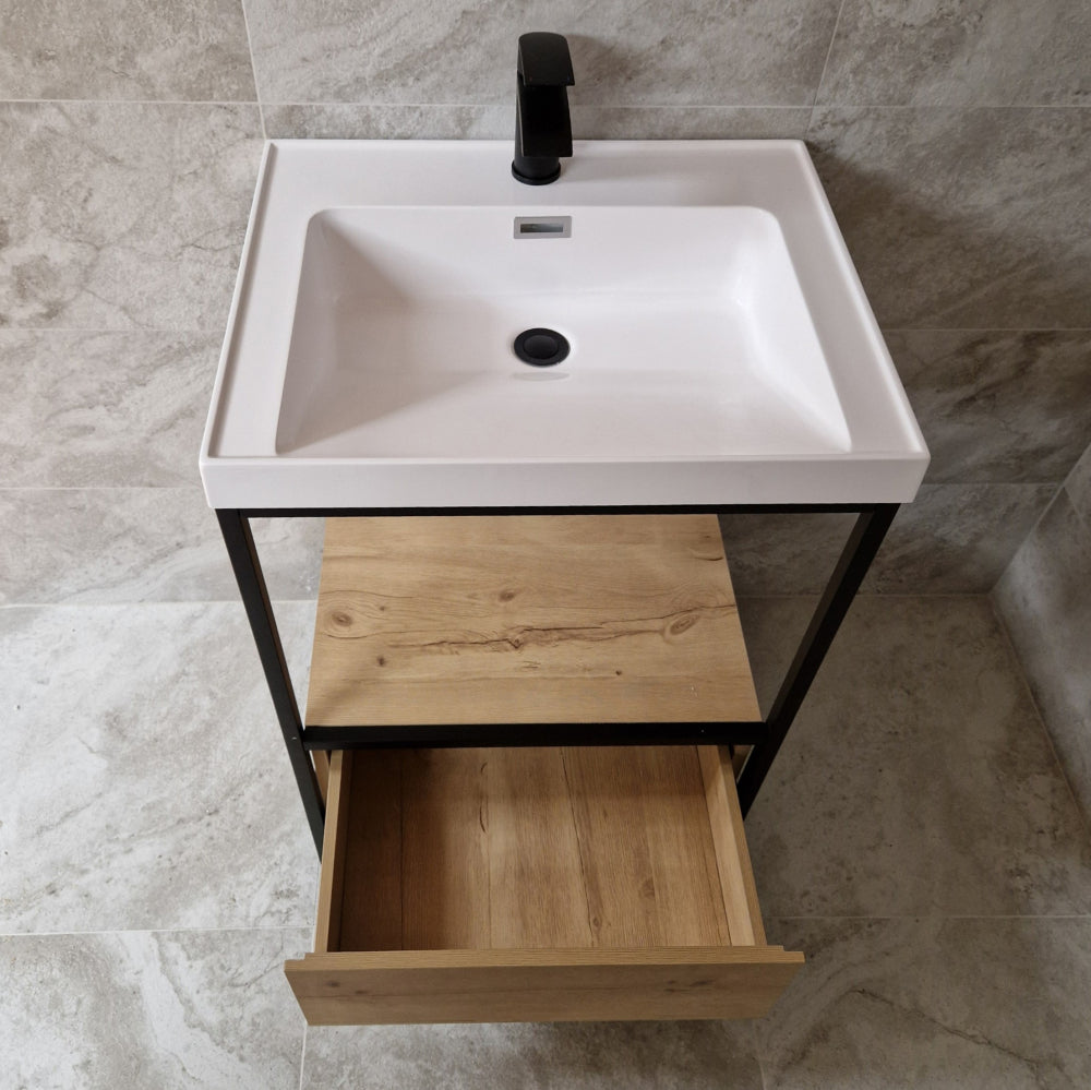 Luxe81 Boho Floorstanding Black Frame and Basin