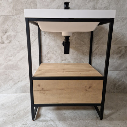 Luxe81 Boho Floorstanding Black Frame and Basin