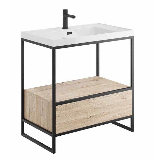 Luxe81 Boho Floorstanding Black Frame and Basin