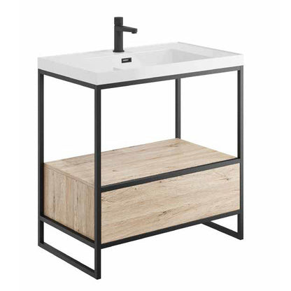 Luxe81 Boho Floorstanding Black Frame and Basin