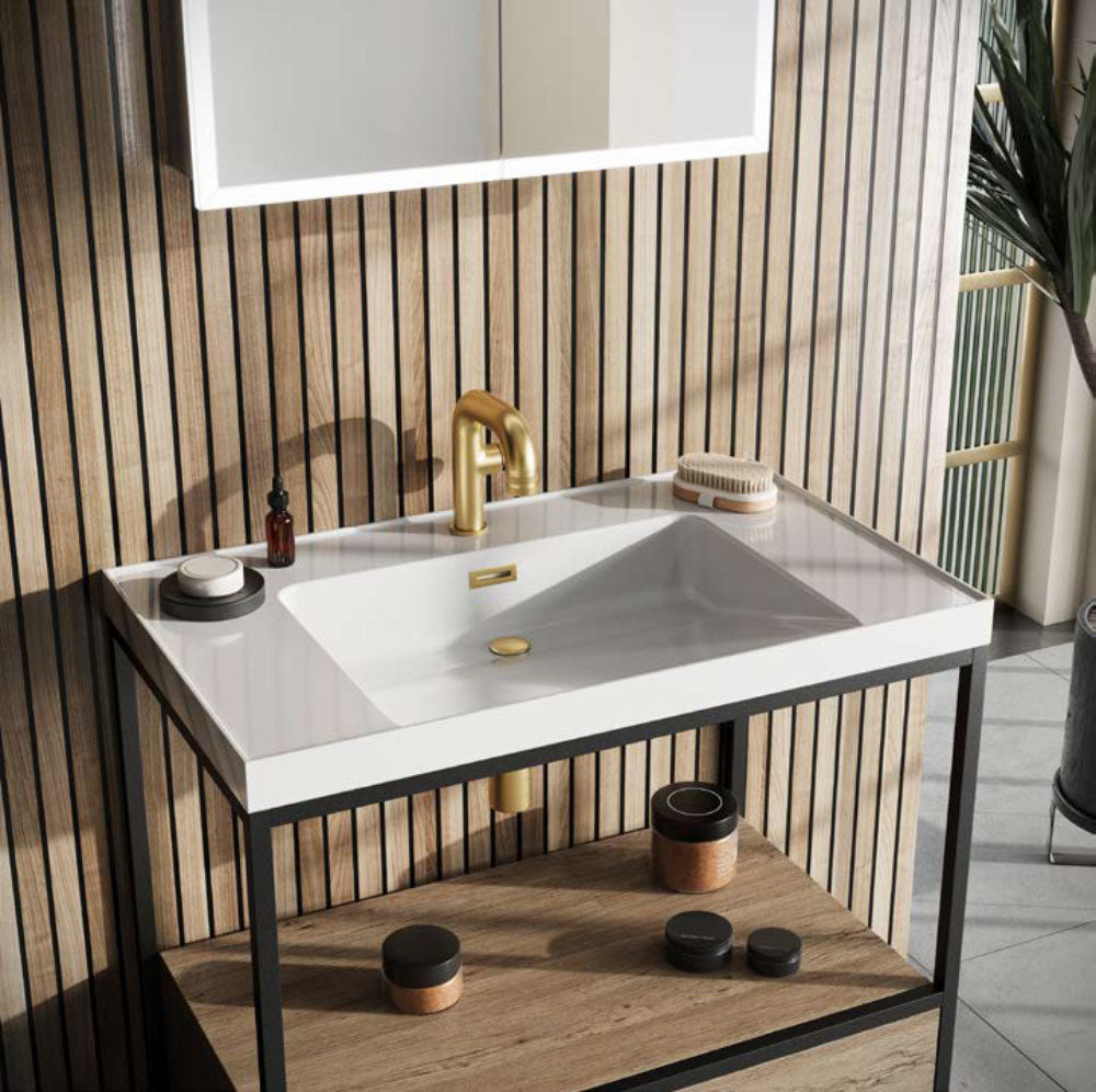Luxe81 Boho Floorstanding Black Frame and Basin