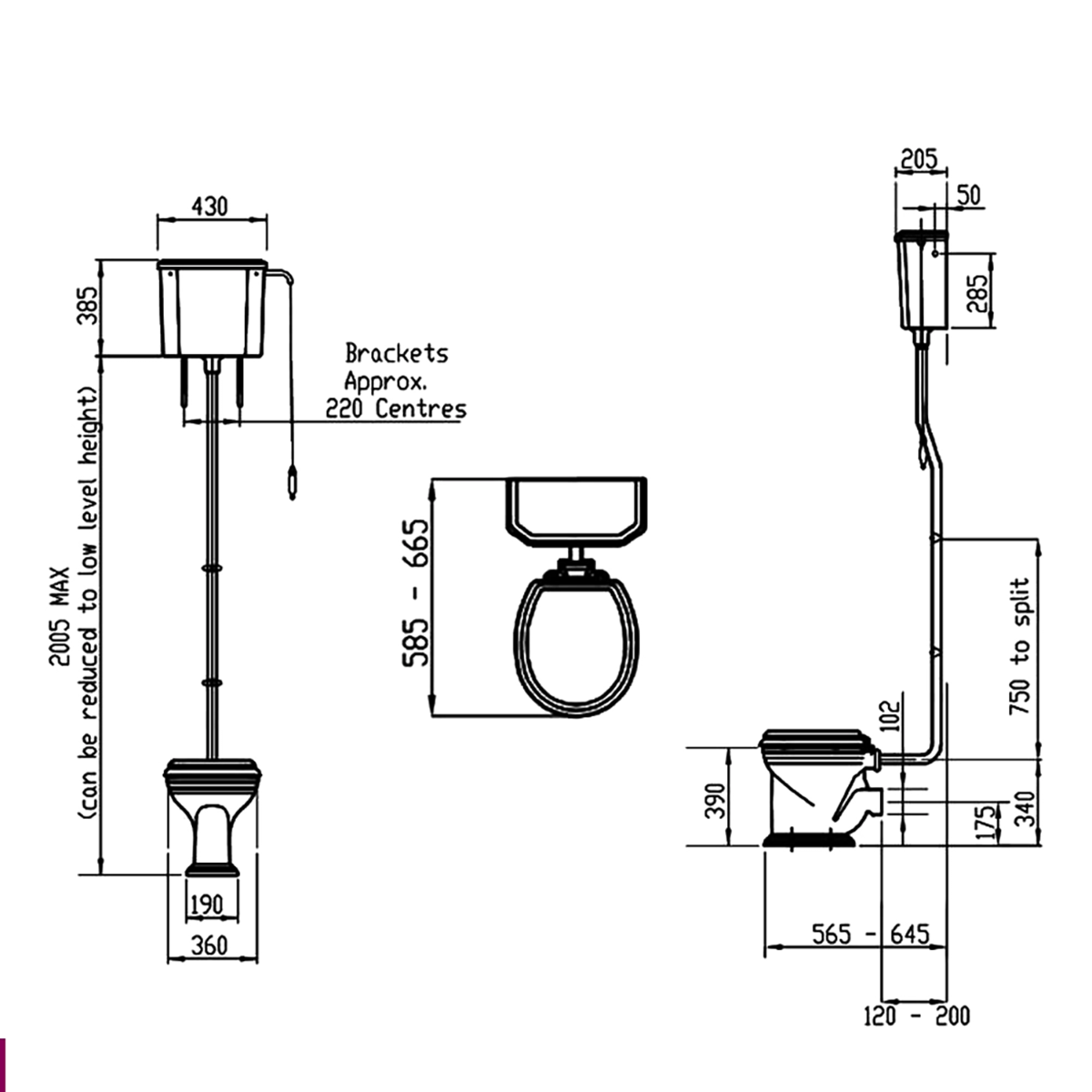 Silverdale Balasani BSCLOLL6WHI High Level WC Pan And Cistern