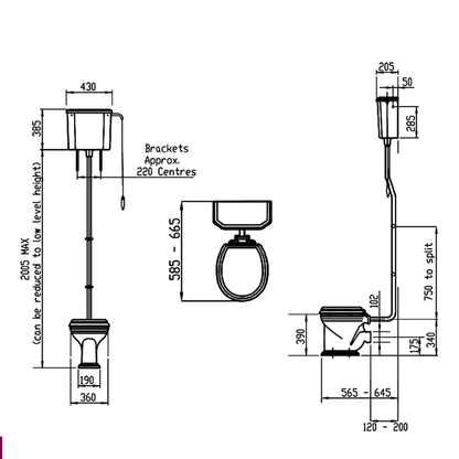 Silverdale Balasani BSCLOLL6WHI High Level WC Pan And Cistern