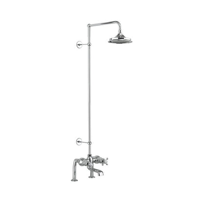 Burlington Tay BT2DS Thermostatic Bath Shower Mixer Deck Mounted with Rigid Riser & Swivel Shower Arm with 6 inch Rose