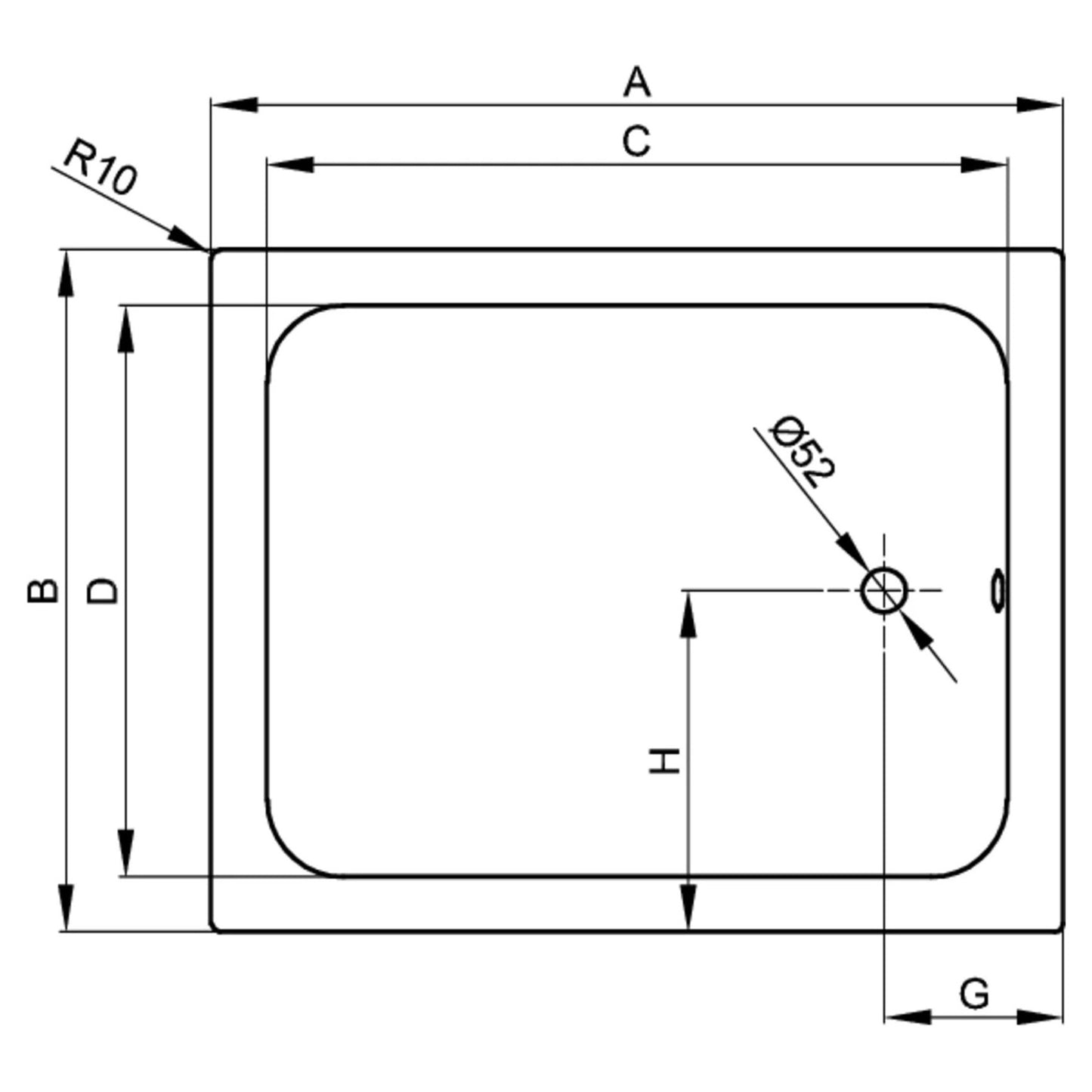 Bette Delta Shower Tray, Drawing