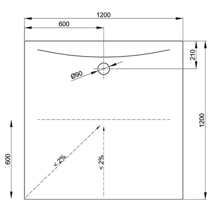Bette Flat Shower Tray, Drawing