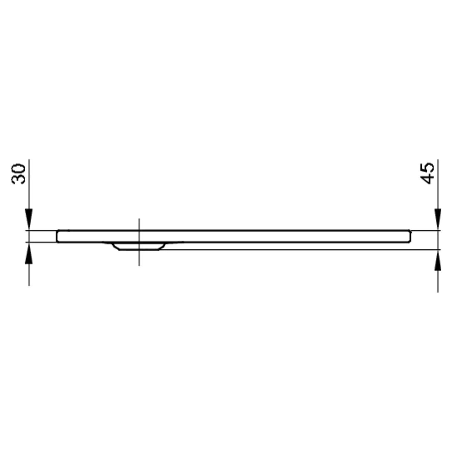 Bette Floor Side Shower Tray, Drawing