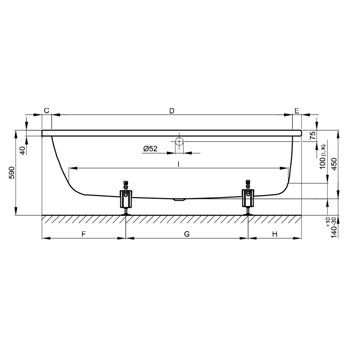 Bette Ocean Rectangular Steel Bath - Multiple Sizes Available | Includes Legs