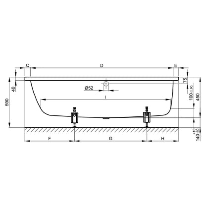 Bette Ocean Rectangular Steel Bath - Multiple Sizes Available | Includes Legs