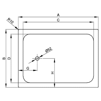 Bette Quinta Shower Tray - 1000-1200mm, Drawing