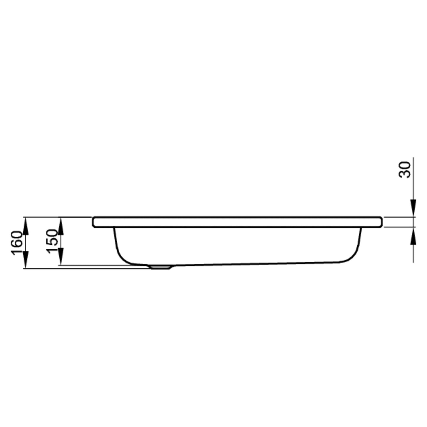 Bette Quinta Shower Tray - 700-900mm, Drawing