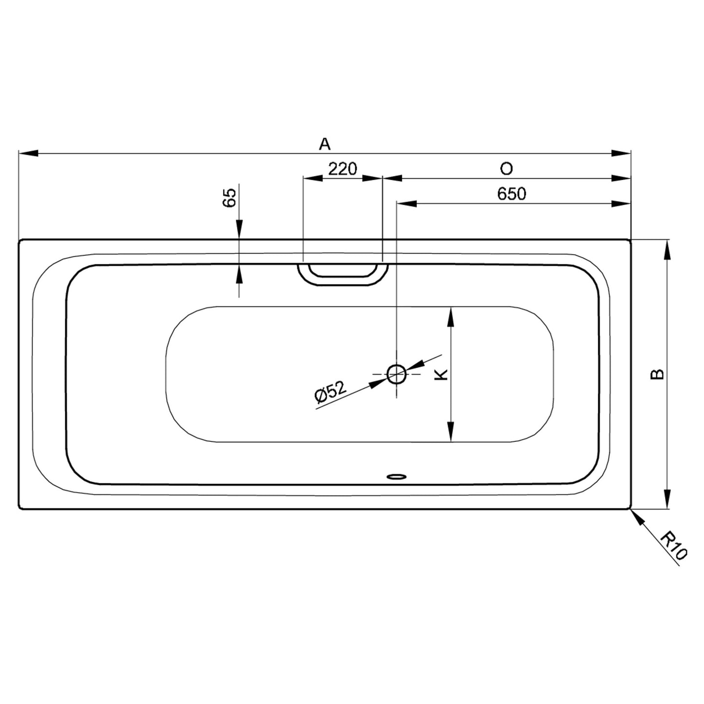 Bette Select Steel Bath with Side Overflow - Multiple Sizes Available | Includes Legs