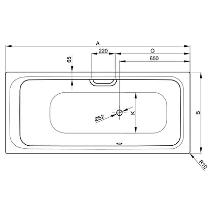 Bette Select Steel Bath with Side Overflow - Multiple Sizes Available | Includes Legs