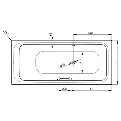 Bette Select Steel Bath with Side Overflow - Multiple Sizes Available | Includes Legs