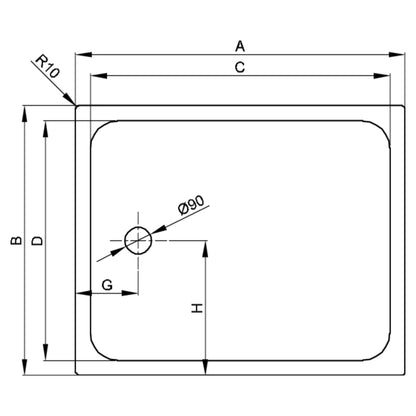 Bette Supra Shower Tray - 1000-1500mm, Drawing