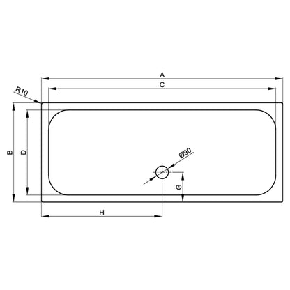 Bette Supra Shower Tray - 1600-1800mm, Drawing