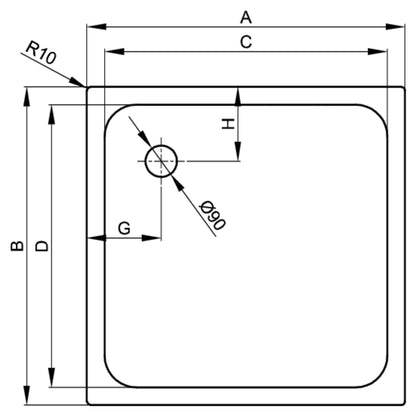 Bette Supra Shower Tray - 700-900mm, Drawing