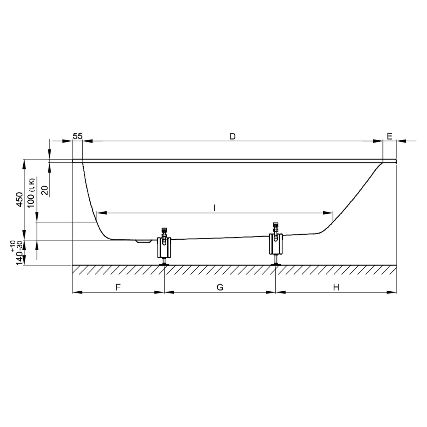Bette Comodo Bath, Dimensions