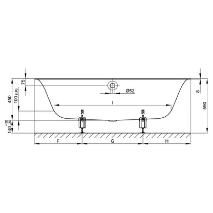 Bette Lux Oval Rectangular Bath, Dimensions