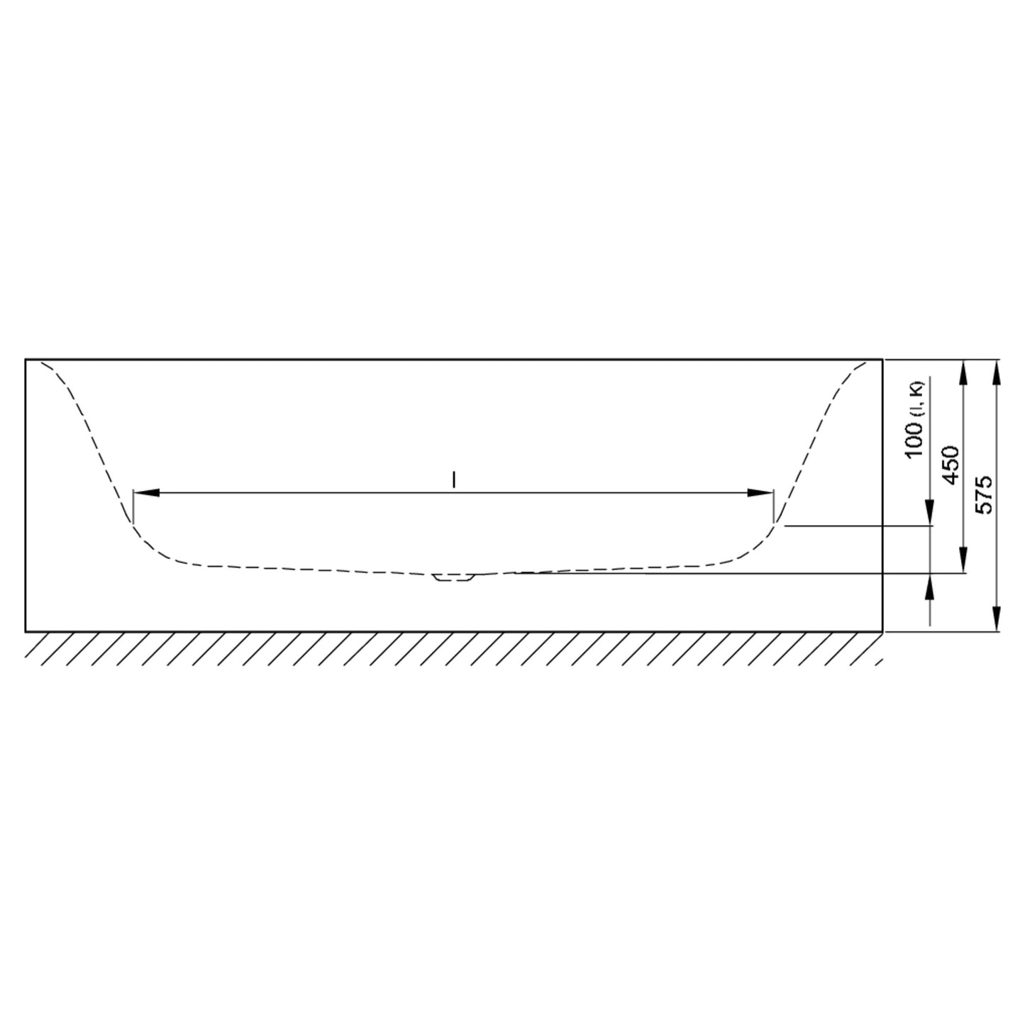 Bette Lux Oval Rectangular Silhouette Bath, Drawing