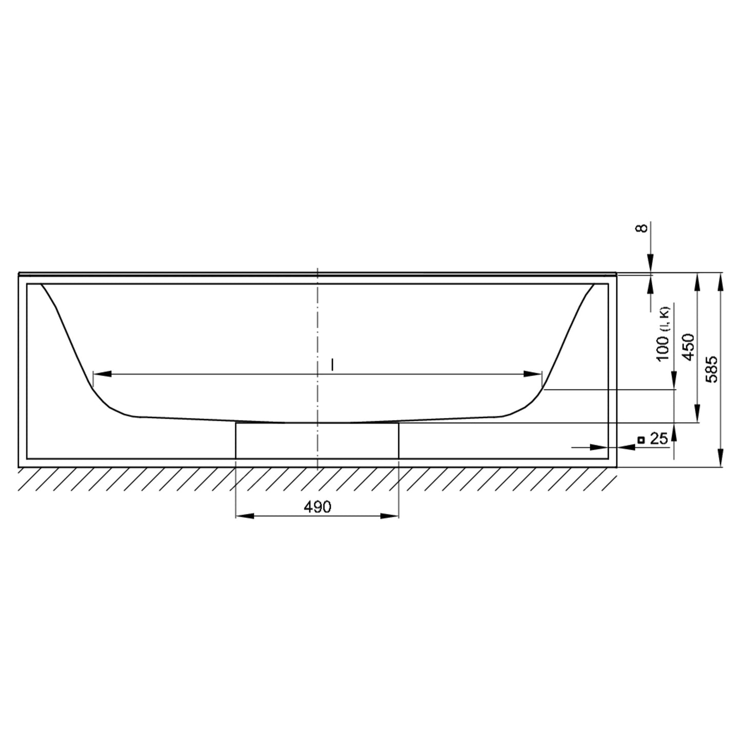 Bette Lux Rectangular Bath, Drawing