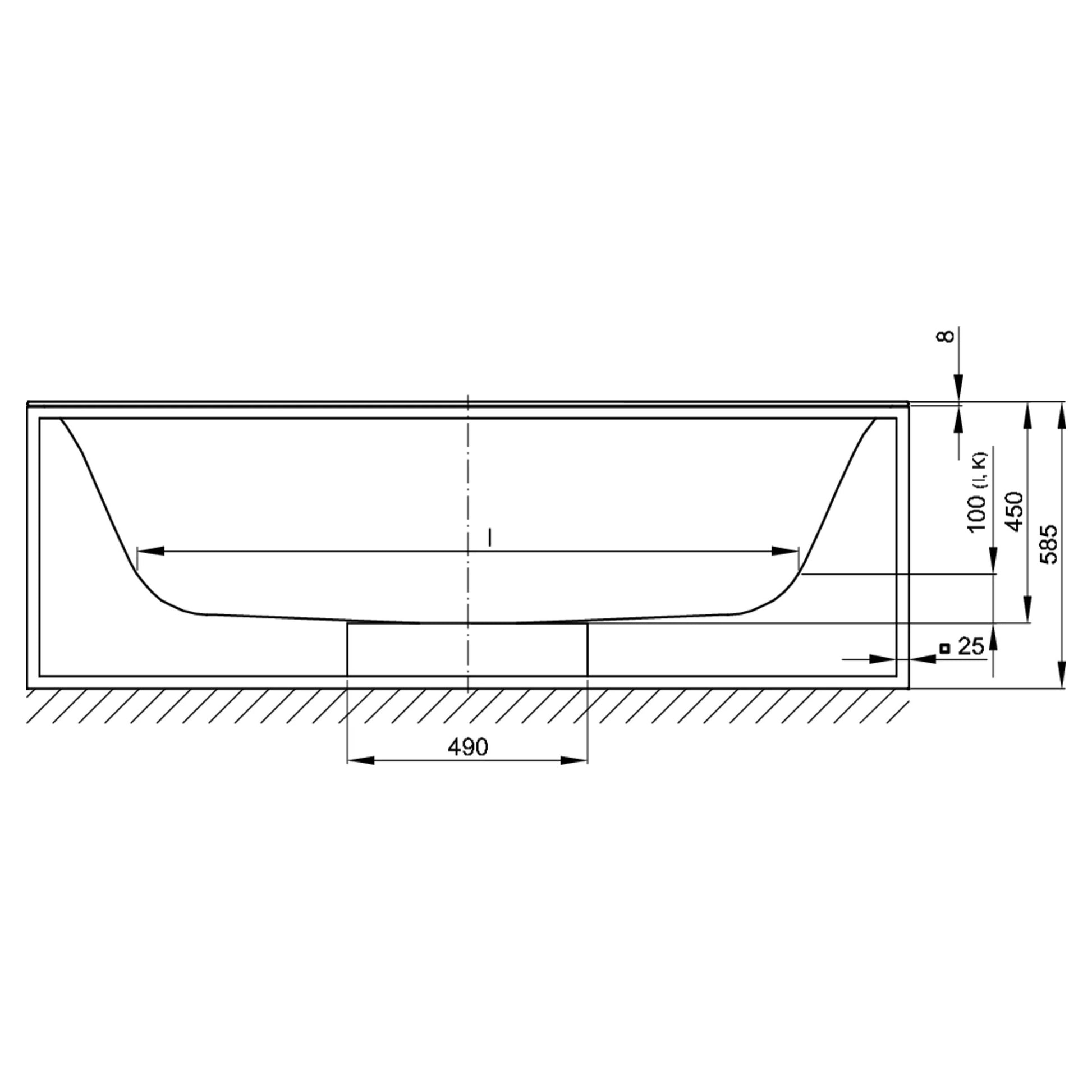 Bette Lux Rectangular Bath, Drawing
