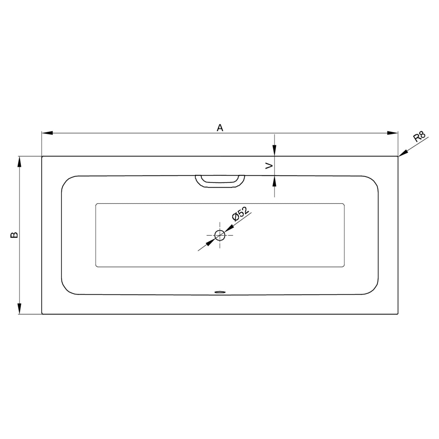 Bette One Rectangular Bath, Dimensions
