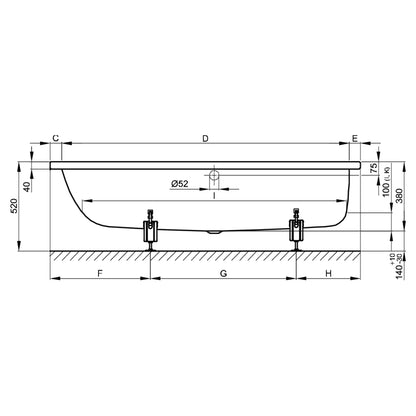 Bette Ocean Low-Line Steel Bath - Multiple Sizes Available | Includes Legs