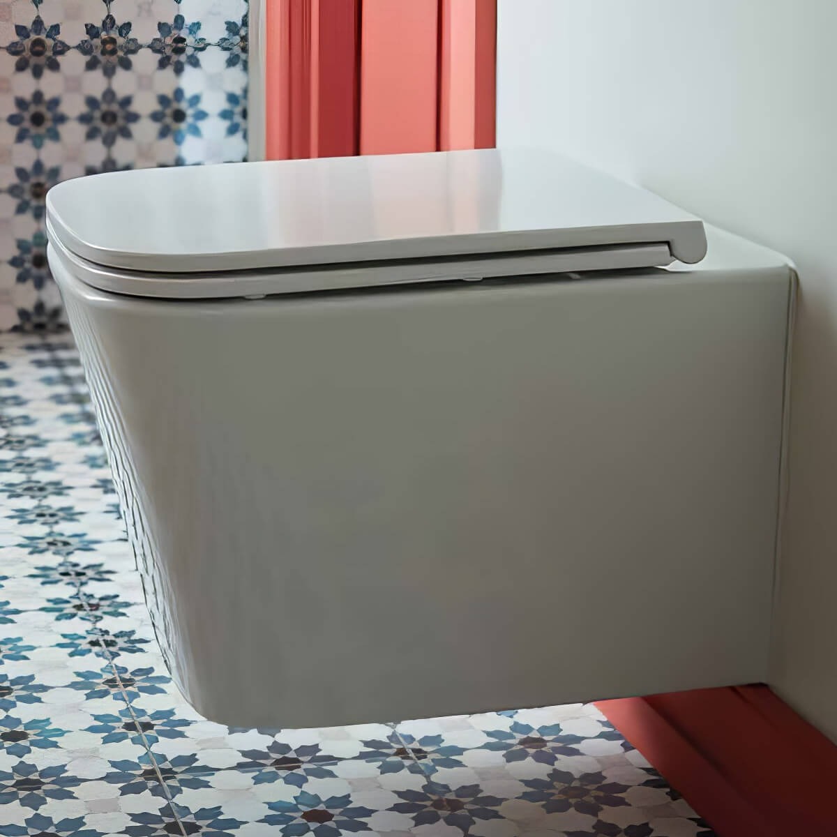 Vado CAM-WC-WH-SQ Cameo 495mm Soft-Square Rimless White Wall Hung WC Pan With Seat