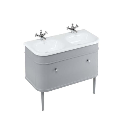 Burlington Bathrooms Chalfont 1000mm Single Drawer Unit with Natural Stone Roll Top Basin - Classic Grey