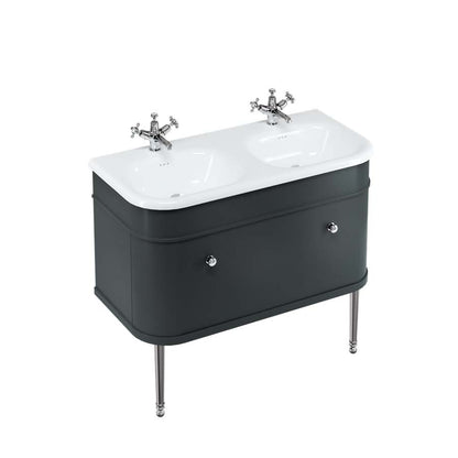 Burlington Bathrooms Chalfont 1000mm Single Drawer Unit with Natural Stone Roll Top Basin - Matt Black