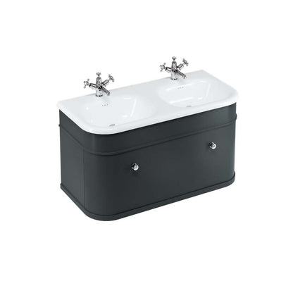 Burlington Bathrooms Chalfont 1000mm Single Drawer Unit with Natural Stone Roll Top Basin - Matt Black