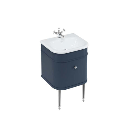 Burlington Bathrooms Chalfont 550mm Single Drawer Unit with Natural Stone Roll Top Basin - Blue