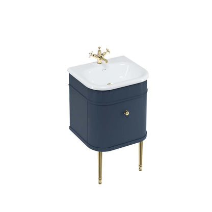 Burlington Bathrooms Chalfont 550mm Single Drawer Unit with Natural Stone Roll Top Basin - Blue