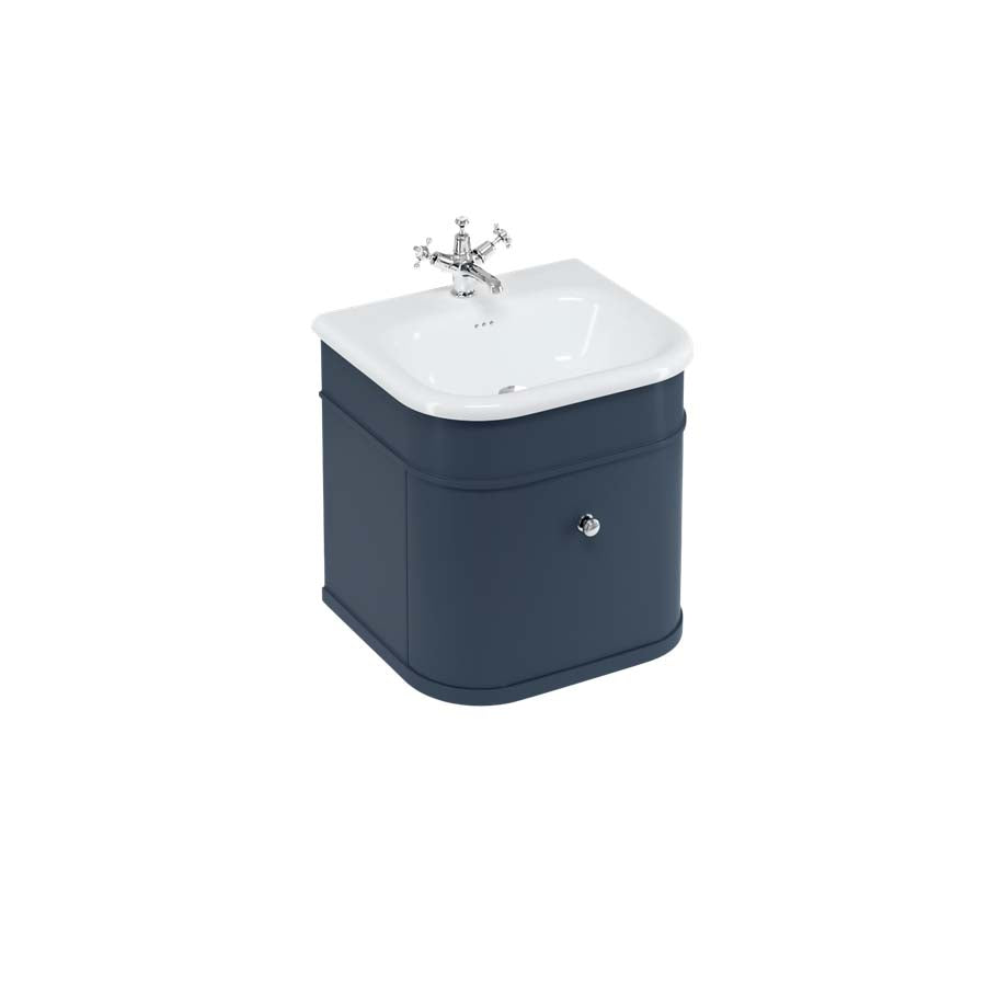 Burlington Bathrooms Chalfont 550mm Single Drawer Unit with Natural Stone Roll Top Basin - Blue