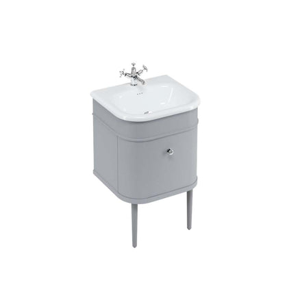 Burlington Bathrooms Chalfont 550mm Single Drawer Unit with Natural Stone Roll Top Basin - Classic Grey