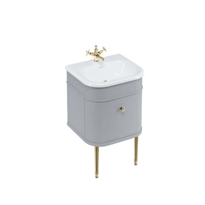 Burlington Bathrooms Chalfont 550mm Single Drawer Unit with Natural Stone Roll Top Basin - Classic Grey