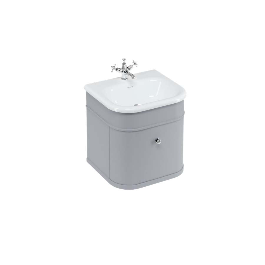 Burlington Bathrooms Chalfont 550mm Single Drawer Unit with Natural Stone Roll Top Basin - Classic Grey