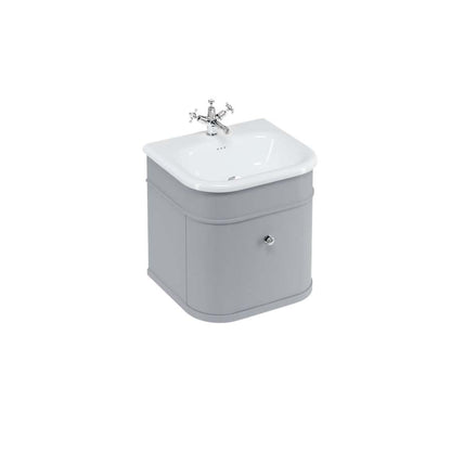 Burlington Bathrooms Chalfont 550mm Single Drawer Unit with Natural Stone Roll Top Basin - Classic Grey
