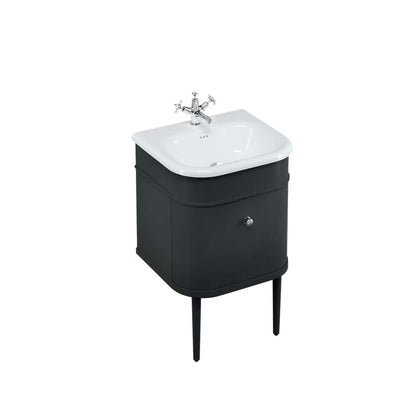 Burlington Bathrooms Chalfont 550mm Single Drawer Unit with Natural Stone Roll Top Basin - Matt Black