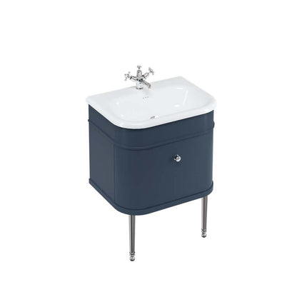 Burlington Bathrooms Chalfont 650mm Single Drawer Unit with Natural Stone Roll Top Basin - Blue