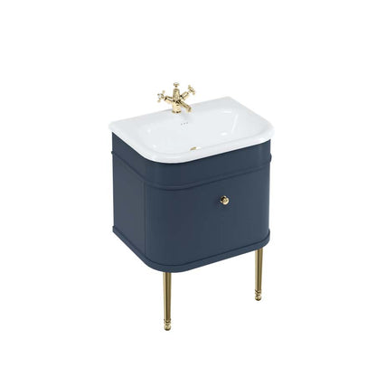 Burlington Bathrooms Chalfont 650mm Single Drawer Unit with Natural Stone Roll Top Basin - Blue