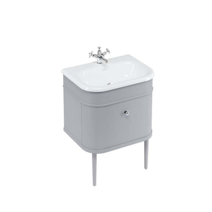 Burlington Bathrooms Chalfont 650mm Single Drawer Unit with Natural Stone Roll Top Basin- Classic Grey
